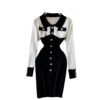 Retro Long Sleeve Slim Pencil Warm Bodycon Sweater Dresses