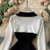Retro Long Sleeve Slim Pencil Warm Bodycon Sweater Dresses - Image 9