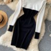 Retro Long Sleeve Slim Pencil Warm Bodycon Sweater Dresses - Image 10
