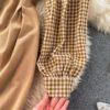 Retro Puff Sleeve O Neck A-line Street Wear Midi Long Dress - Image 17