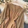 Retro Puff Sleeve O Neck A-line Street Wear Midi Long Dress - Image 19