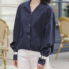 Solid Notched Collar Chic Blouse