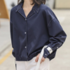 Solid Notched Collar Chic Blouse - Image 2