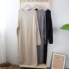 Solid O Neck Knitted Sweater Dress - Image 2