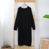Solid O Neck Knitted Sweater Dress - Image 12