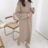 Solid O Neck Knitted Sweater Dress