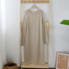 Solid O Neck Knitted Sweater Dress - Image 5