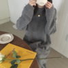 Solid O Neck Knitted Sweater Dress - Image 7