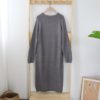 Solid O Neck Knitted Sweater Dress - Image 9