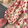 Square Collar Puff Sleeve A Line Printed Flowers Dress - Image 21