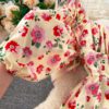 Square Collar Puff Sleeve A Line Printed Flowers Dress - Image 22