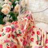 Square Collar Puff Sleeve A Line Printed Flowers Dress - Image 23