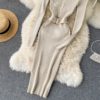 Stand Collar Long Sleeve Street Wear Bodycon Sweater Dresses - Image 12