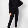 Turn Down Collar Batwing Sleeve Loose Tops Pleated Long Pencil Pants - Image 5