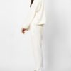 Turn Down Collar Batwing Sleeve Loose Tops Pleated Long Pencil Pants - Image 7