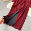 V Neck Long Sleeve Lace up Sexy Split Street Wear Dress - Image 10
