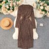 V Neck Long Sleeve Slim Design Street Wear Midi Dresses - Image 3