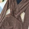V Neck Long Sleeve Slim Design Street Wear Midi Dresses - Image 14