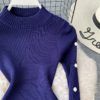 Vintage Button Slim Bodycon Knit Sweater Midi Pencil Dress Party - Image 19