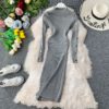 Vintage Button Slim Bodycon Knit Sweater Midi Pencil Dress Party - Image 3
