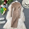 Vintage Button Slim Bodycon Knit Sweater Midi Pencil Dress Party - Image 4