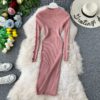 Vintage Button Slim Bodycon Knit Sweater Midi Pencil Dress Party - Image 6