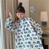 loose Korean pinted hooded sweatshirt