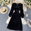 A-line Fashion Street Wear Retro V Neck Puff Sleeve Dress - Image 7