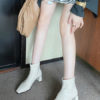 Ankle Round Toe Patent Leather Upper Boots