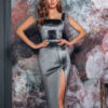 Blae Bodycon Dresses Square Neck Sexy Sleeveless Polyester Pencil Dress