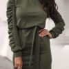Bodycon Dresses Long Sleeves Casual Jewel Neck Midi Dress