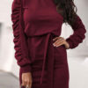 Bodycon Dresses Long Sleeves Casual Jewel Neck Midi Dress - Image 4