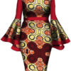 Bold Print Bell Sleeve Pencil Dress - Image 4