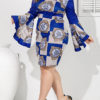 Bold Print Bell Sleeve Pencil Dress