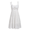 Bow shoulder embroidery hollow out mid dress - Image 4