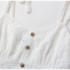 Bow shoulder embroidery hollow out mid dress - Image 6