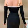 Bowknot Long Sleeves Cotton Sexy Slim Fit Bodycon Dresses - Image 2
