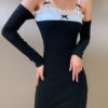 Bowknot Long Sleeves Cotton Sexy Slim Fit Bodycon Dresses - Image 9