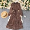 Casual Romantic A-line Holiday Stand Collar Long Sleeve Dresses - Image 3