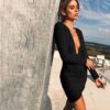 Deep V-neck Backless Mini Bodycon Dress - Image 5