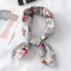 Design Print Silk Hair Small Square Neck Scarf - Image 9