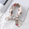 Design Print Silk Hair Small Square Neck Scarf - Image 7