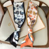 Elegant Floral Print Silk Neck Scarf - Image 11