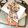 Elegant Floral Print Silk Neck Scarf - Image 12