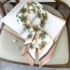 Elegant Floral Print Silk Neck Scarf - Image 9