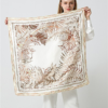 Elegant Leaf Printing Silk Square Scarves - Image 2