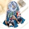 Elegant Lotus Floral Print 100% Silk Scarf