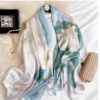 Elegant Lotus Floral Print 100% Silk Scarf - Image 4