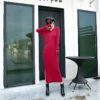 Fashion Long Sleeve Slim Sexy Split Body Con Casual Sweater Dress