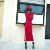 Fashion Long Sleeve Slim Sexy Split Body Con Casual Sweater Dress - Image 2